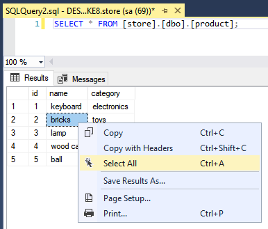 Exportação SQL para o comando CSV