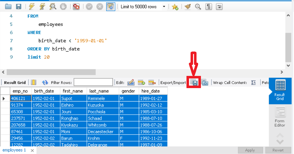 Exportação de dados: Da consulta SQL para a planilha
