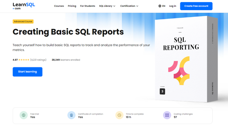 Novo plano de aprendizado personalizado de SQL