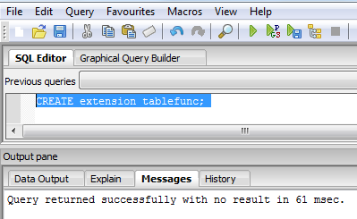 Habilitação da extensão tablefunc com comando SQL, tabela pivô postgresql